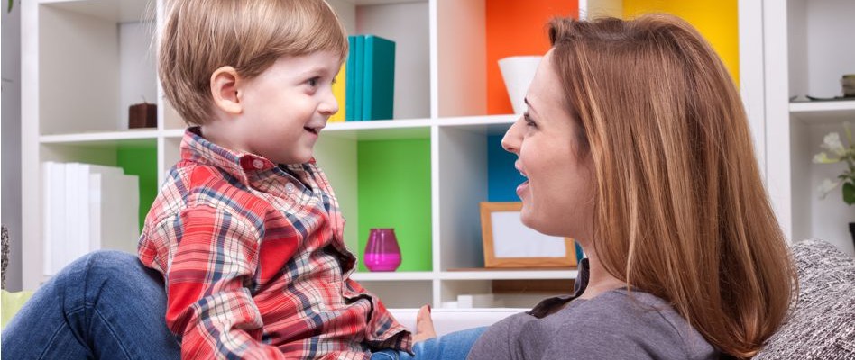 mother talking with son